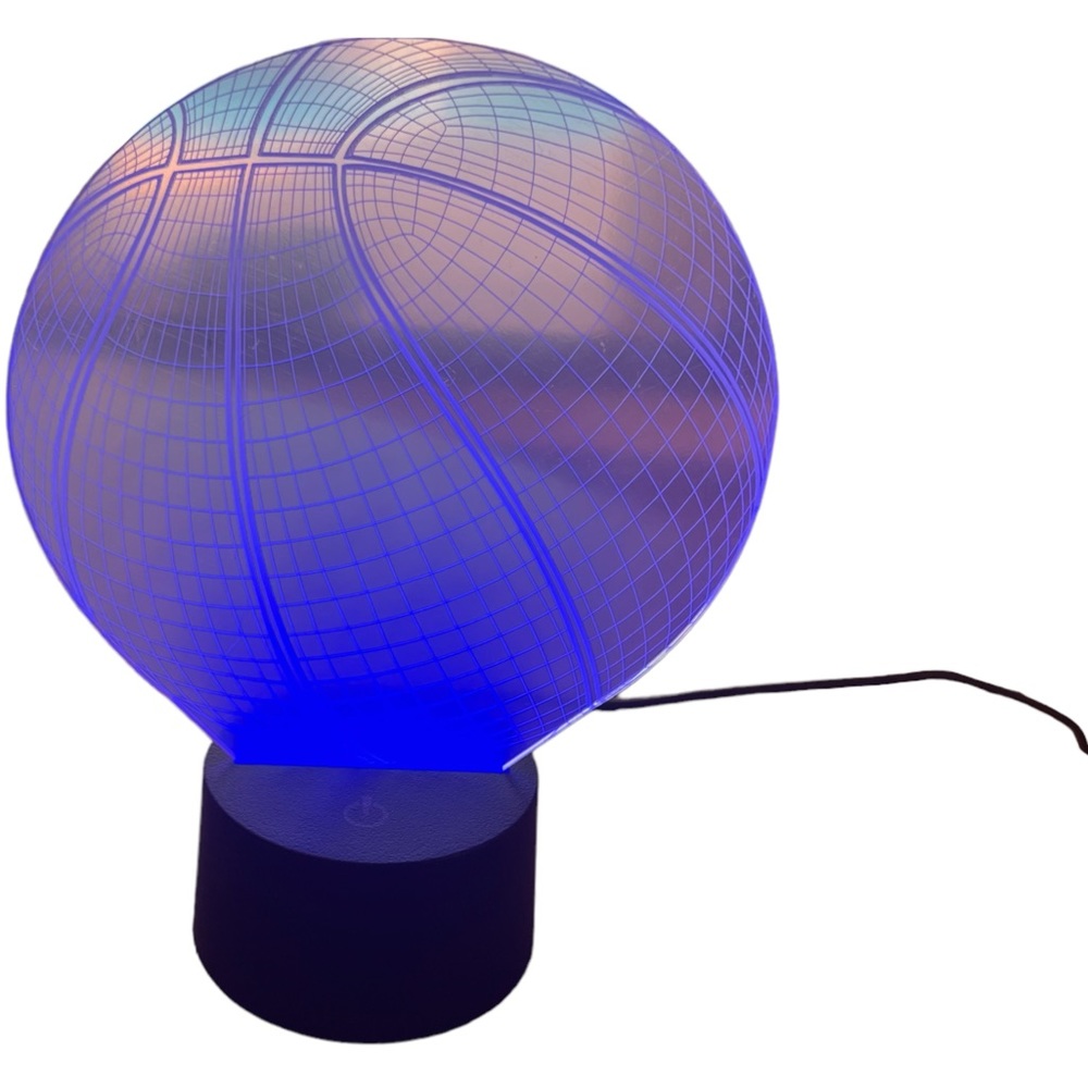 3D Optical Illusion Basketball Night Light 4 Color Changes USB/Battery Like New